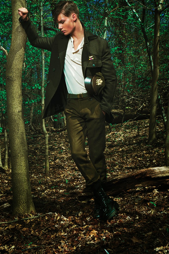 » Fall Military Styles Shine in Men's Week Editorial Mens Week Green Beret Fashion Editorial Military Mens Trends 005