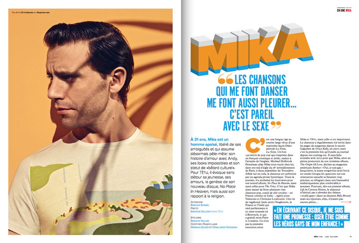 Mika is photographed by Arthur Delloye for the stylish spread.