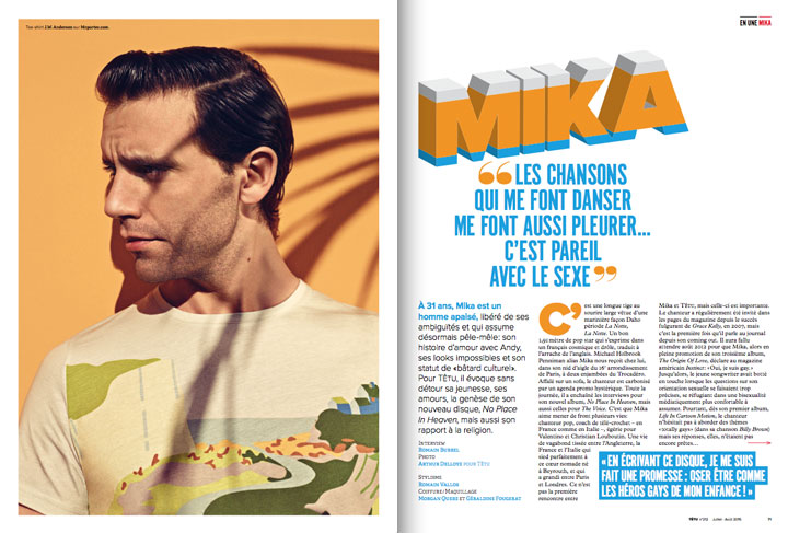 Mika is photographed by Arthur Delloye for the stylish spread.