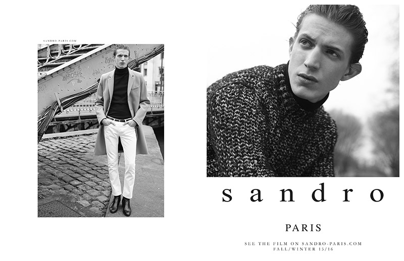 Model Xavier Buestel photographed by Karim Sadli for Sandro's fall-winter 2015 advertising campaign.