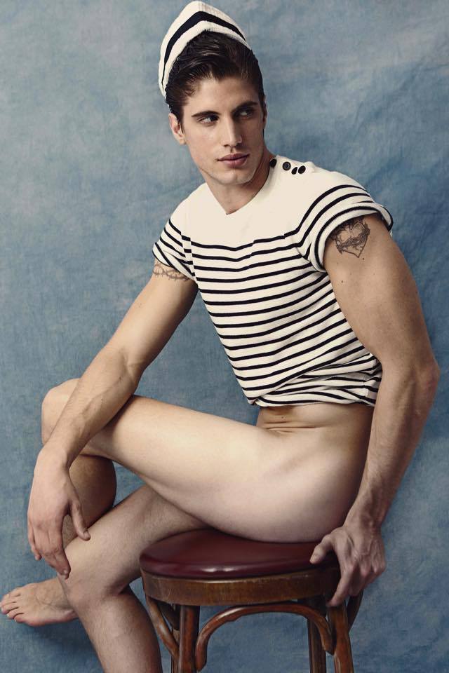 Santiago Ferrari is a Male Pinup for Sailor Inspired Shoot