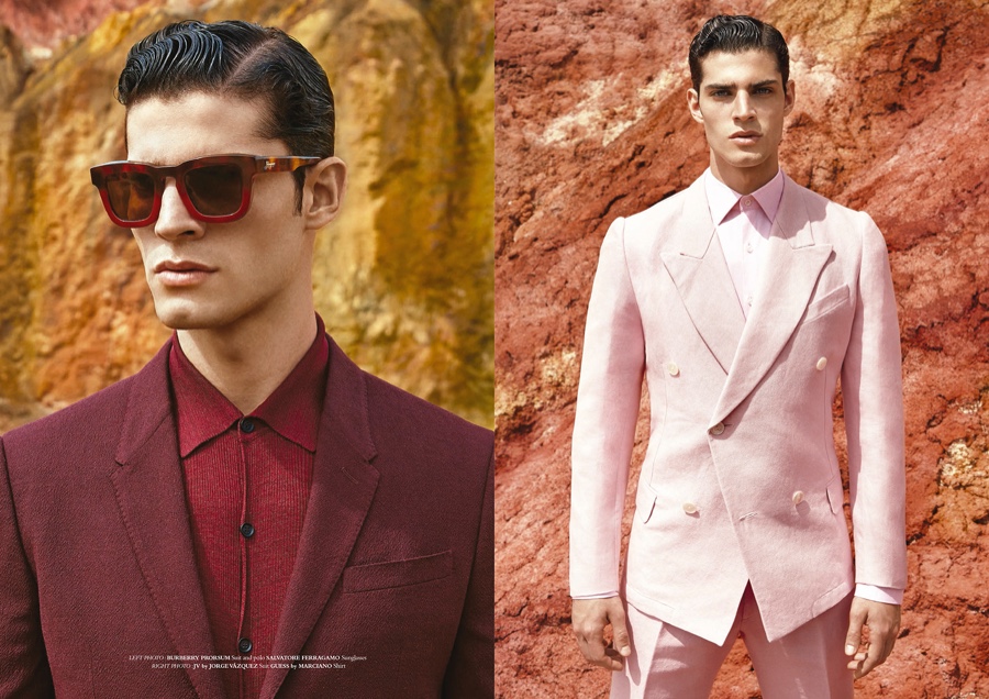 Stefano Franco Dons Colorful Men's Suiting for Horse Editorial