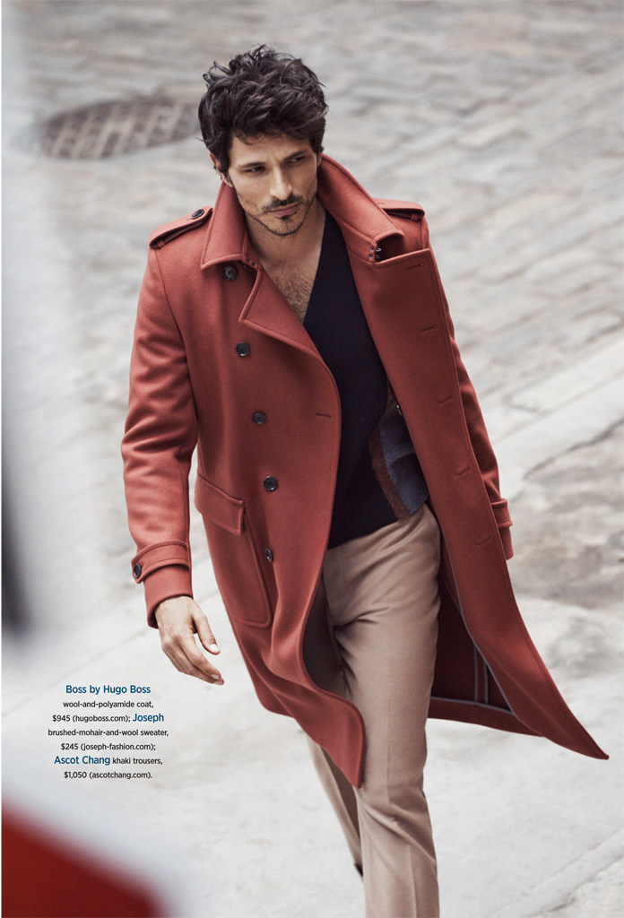 Andres Velencoso Segura dons an amazing red coat from BOSS by Hugo Boss.
