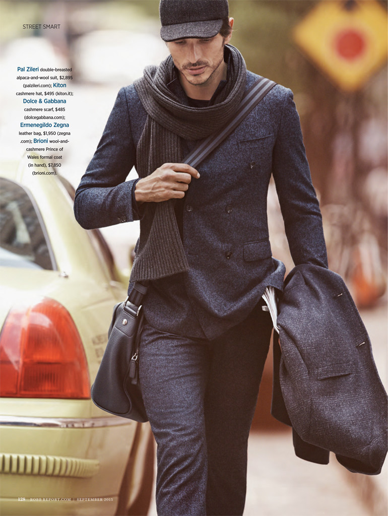 Andres Velencoso Segura wears a sporty take on the suit with the addition of a Kiton cashmere hat.