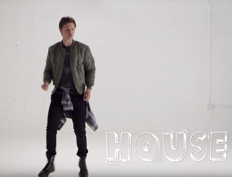 Revisiting the 1990s, Ansel Elgort dances to his favorite music–House.