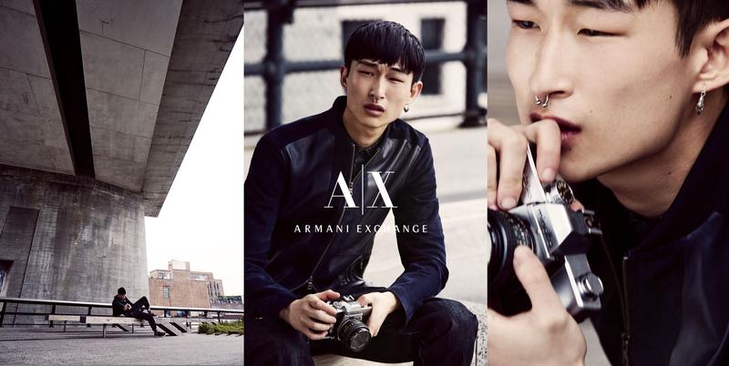 Model Sang Woo for Armani Exchange Fall/Winter 2015 Campaign