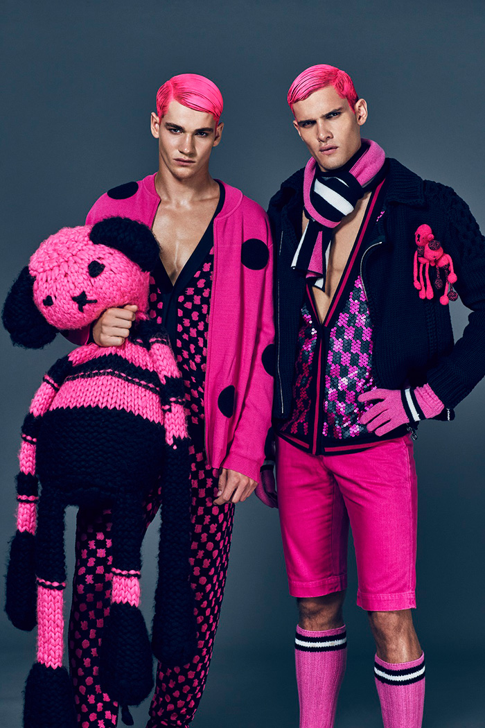Liam Vandiar and Matty Carrington go pink in Sibling for Attitude