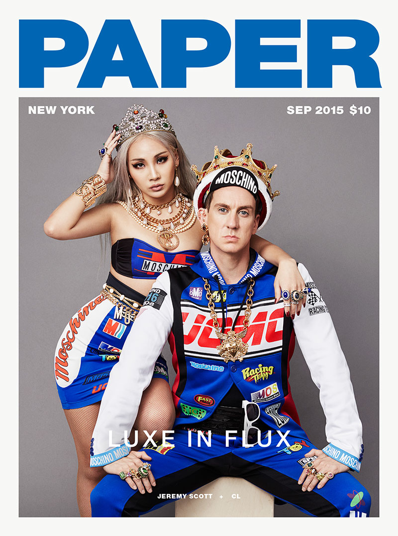 CL and Moschino creative director Jeremy Scott cover the September 2015 issue of Paper magazine