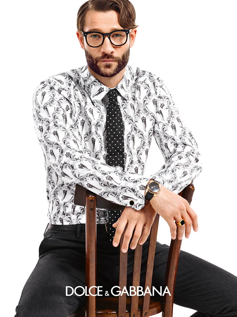 Model John Halls for Dolce & Gabbana Fall/Winter 2015 Eyewear Campaign