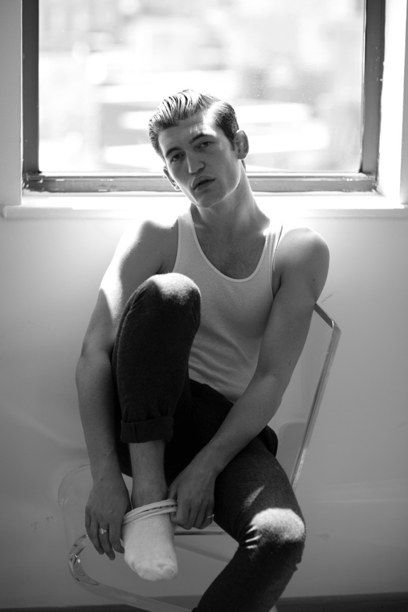 Dylan wears wifebeater Calvin Klein and trousers Topman.