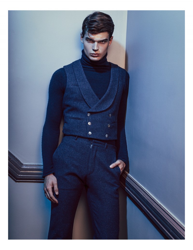 Maks wears turtleneck The Kooples, vest and trousers Giovanni Cattleva.