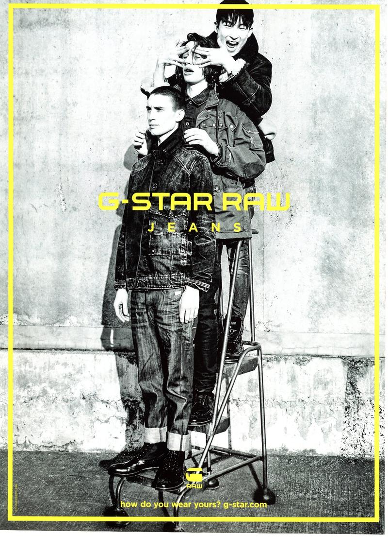 Models Sang Kim, Liam Gardner and Michael Sharp for G-Star Raw Jeans' fall-winter 2015 campaign