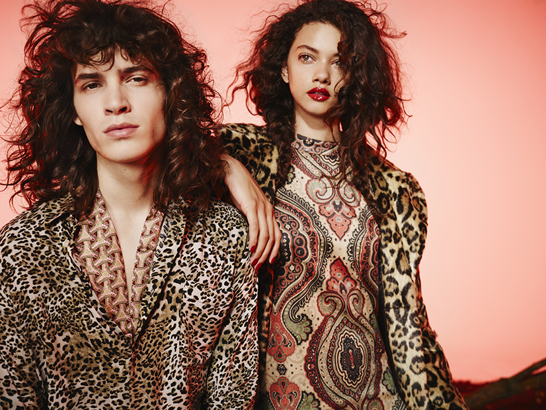 Wearing intricate prints, models George Culafic and Marina Nery rock psychedelic prints for Schuh's fall-winter 2015 campaign.