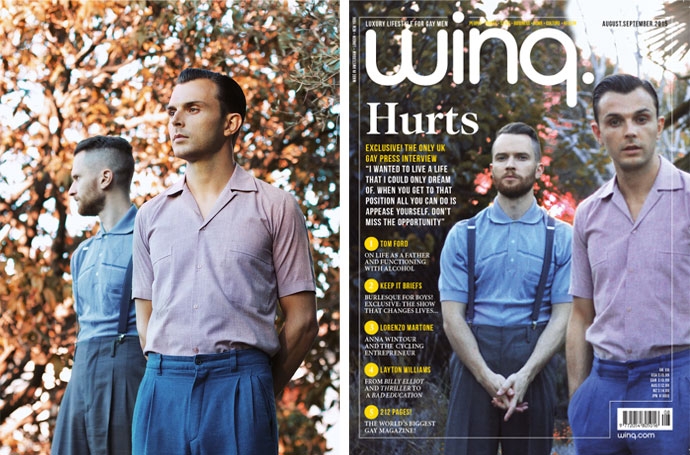 Hurts covers Winq's August/September 2015 issue.