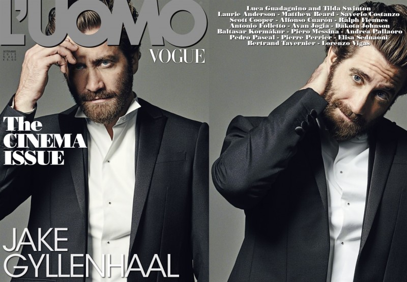 Jake Gyllenhaal covers the September 2015 issue of L'Uomo Vogue.