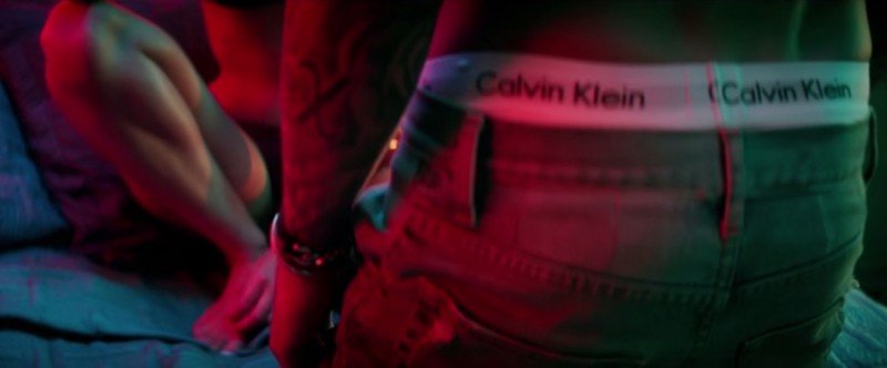 Justin Bieber flashes the waistband of his Calvin Klein Underwear.