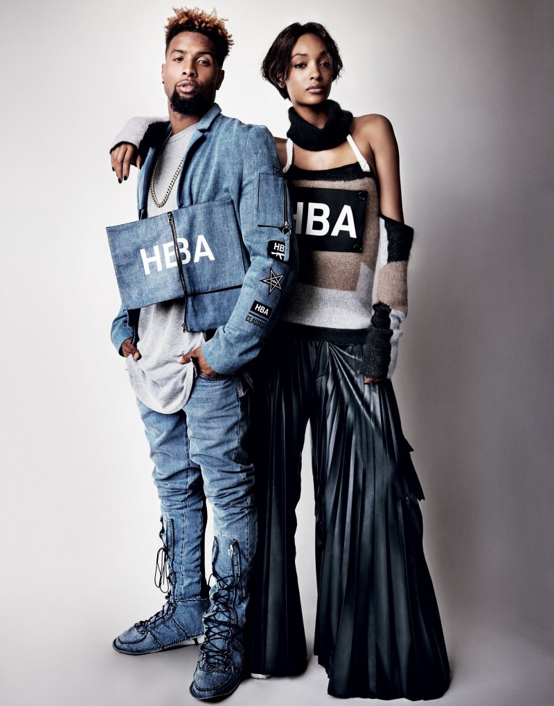 Football player Odell Beckham Jr. and model Jourdan Dunn in Hood By Air for Vogue's September 2015 issue