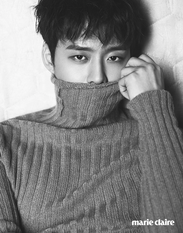 Park Yoochun graces the pages of Marie Claire Korea in a Gucci turtleneck sweater.