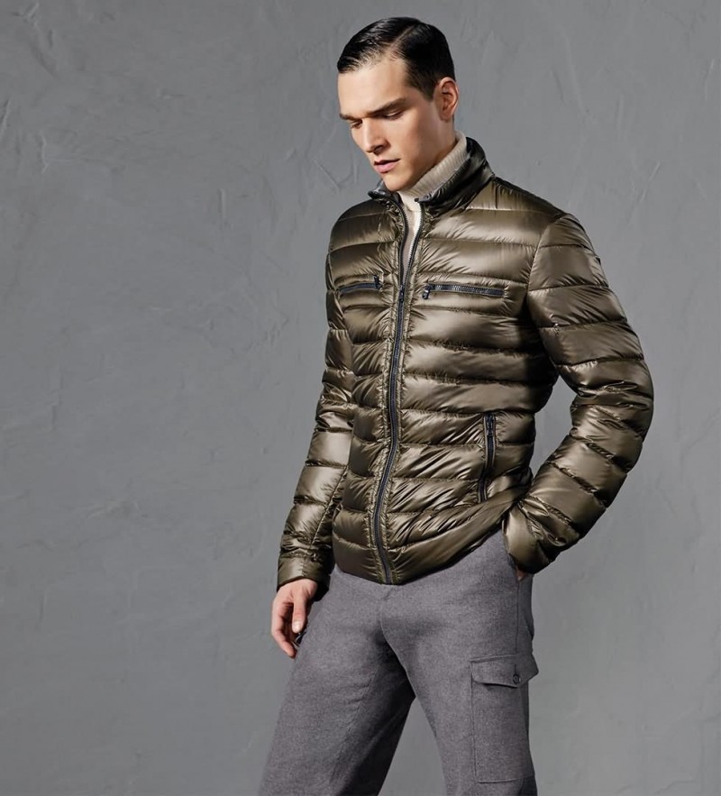 Alexandre Cunha models a quilted jacket from Paul & Shark's fall-winter 2015 collection.