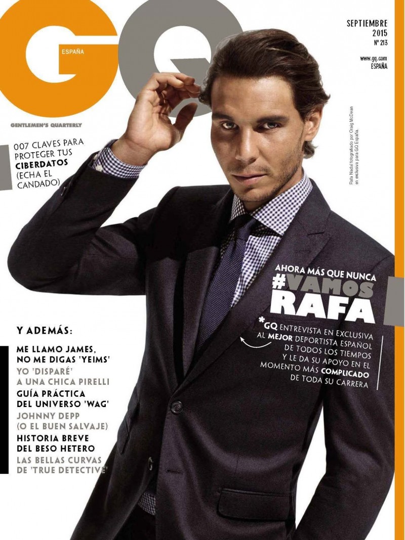 Rafael Nadal covers the September 2015 issue of GQ España.