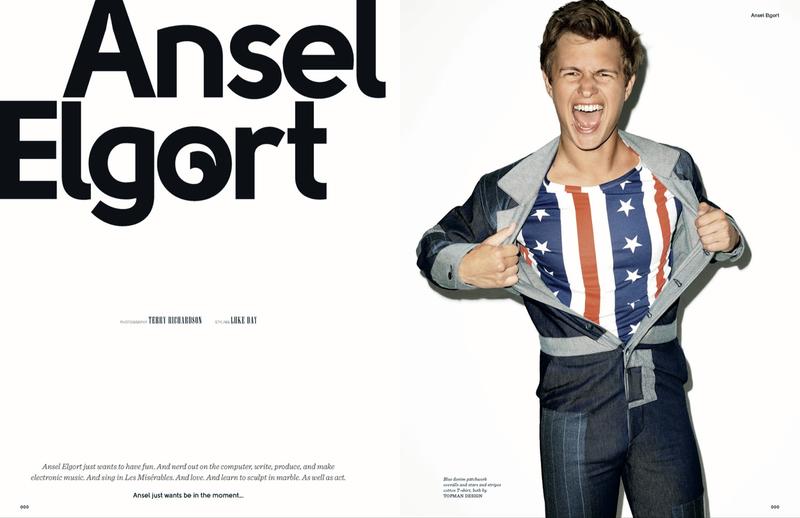 Ansel Elgort photographed by Terry Richardson for British GQ Style