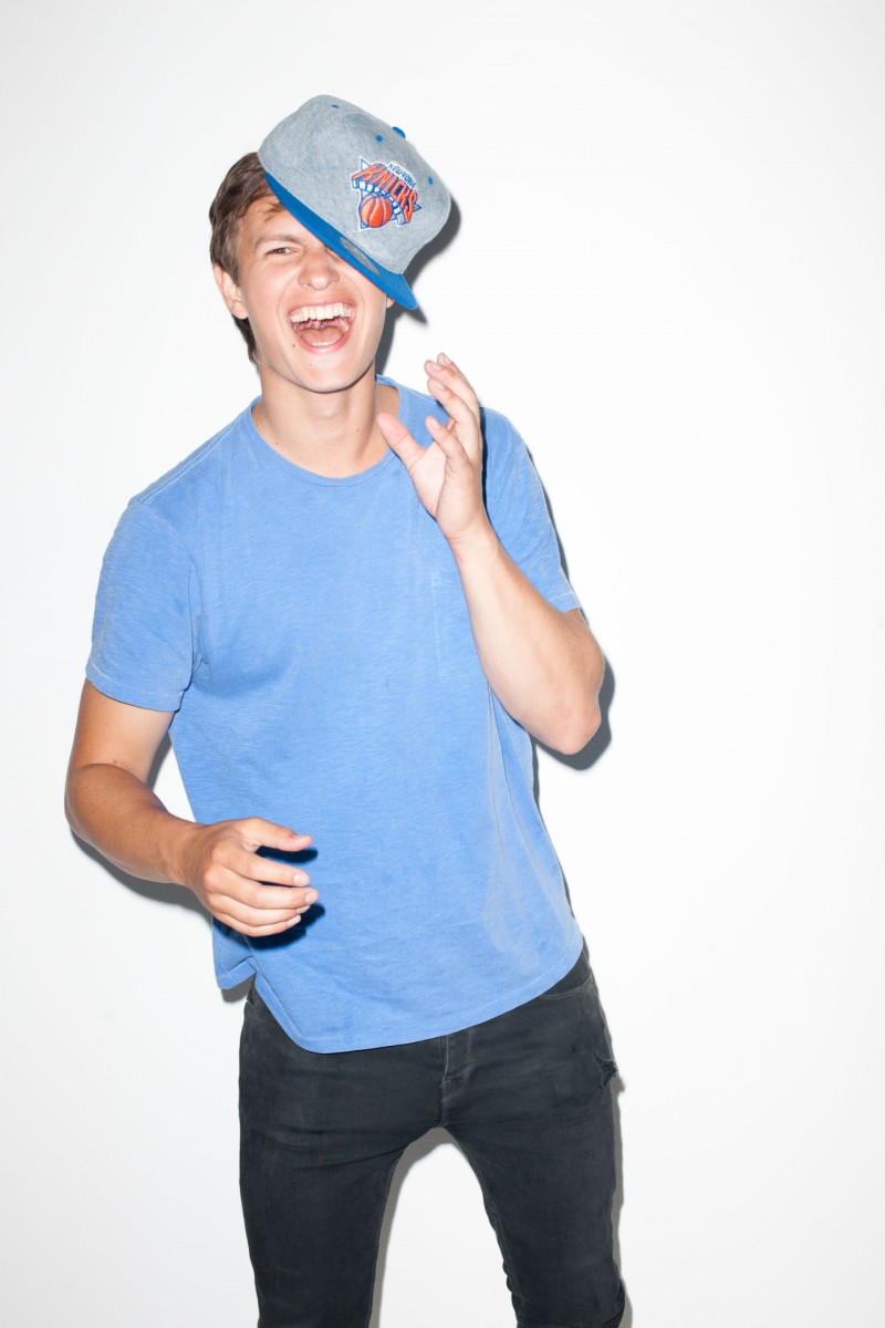 Photographer Terry Richardson shares cheeky images from a casual shoot with Ansel Elgort. Elgort has fun in front of the camera as he poses in a simple t-shirt and jeans. Richardson shot the young actor for the fall-winter 2015 edition of British GQ Style.