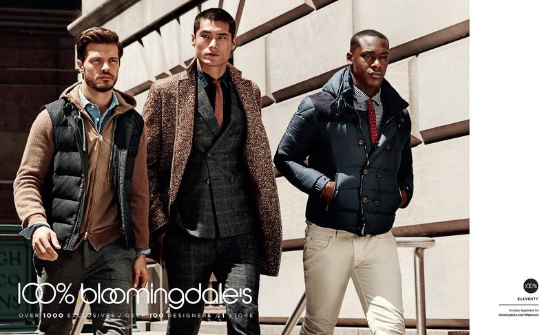 Models Diego Miguel, Hao Yun Xiang and Emmanuel Amorin for Bloomingdale's Fall 2015 Campaign