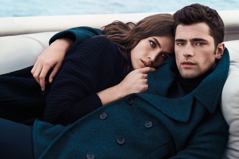 Sean O'Pry Crista Cober cuddle up for Cerruti Fall/Winter 2015 Campaign