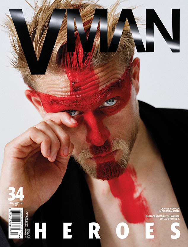 Charlie Hunnam covers the fall-winter 2015 edition of VMAN.