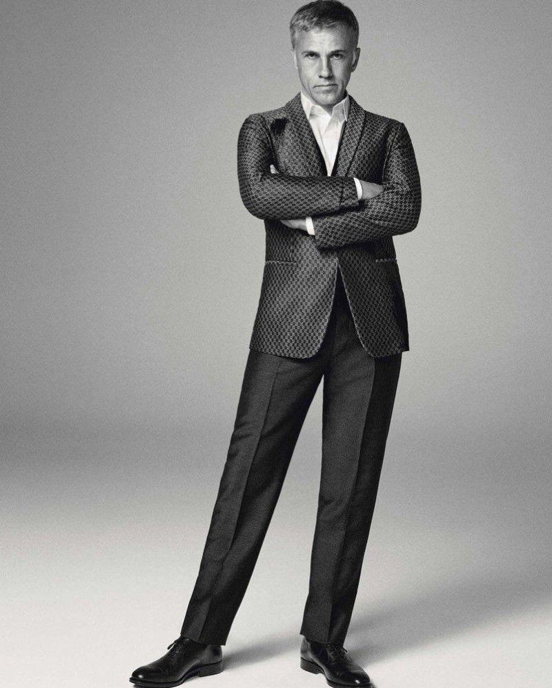 Photographed by Michael Schwartz, Christoph Waltz cuts a sharp shape in a dapper suit for ICON magazine.