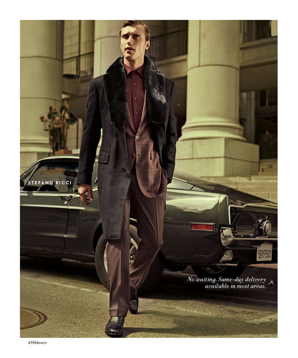 Clément Chabernaud wears Stefano Ricci for Neiman Marcus' fall-winter 2015 menswear advertising campaign.