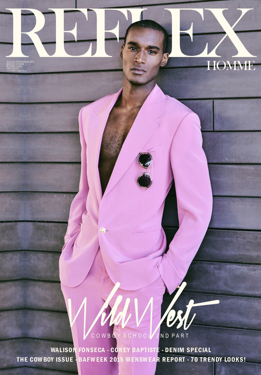 Corey Baptiste Models Colorful Styles for Reflex Homme Cover Shoot