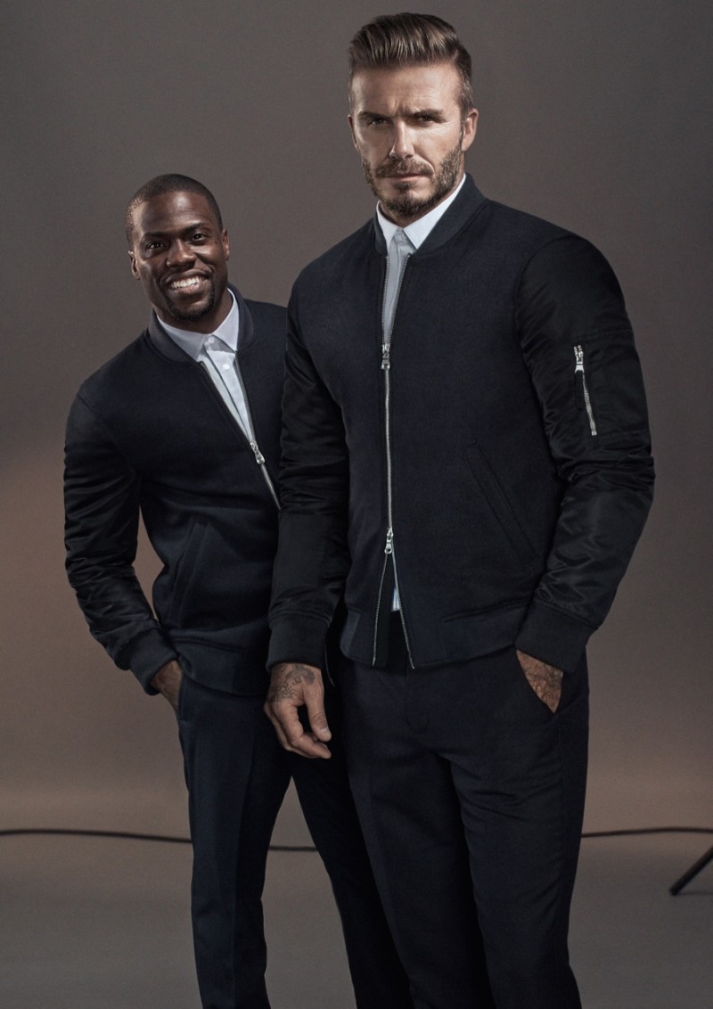 Kevin Hart and David Beckham rock bomber jackets.