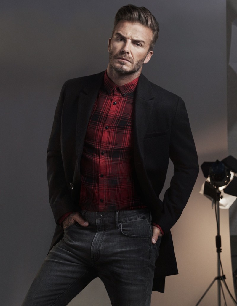 David Beckham dons a tailored coat for his Modern Essentials H&M campaign.