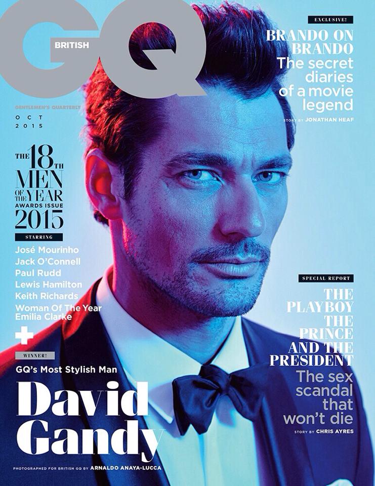 David Gandy joins singer Sam Smith as one of British GQ's October 2015 cover stars. The British model was recently named the magazine's Most Stylish Man of the Year. Reuniting with photographer Arnaldo Anaya-Lucca, David is ready for his close-up as he dons a tuxedo for the magazine's cover.