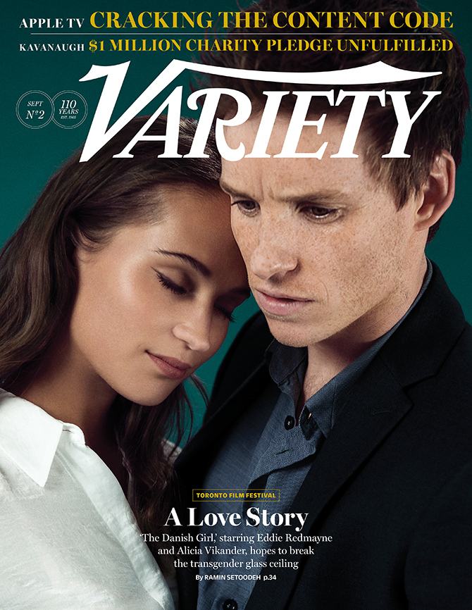 Eddie Redmayne and his The Danish Girl costar Alicia Vikander cover Variety