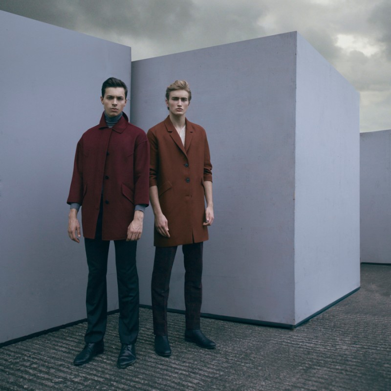 Left to Right: Roman wears jacket Paul Smith London, turtleneck H&M and pants Zara. Dylan wears jacket Bottega Veneta, t-shirt Rag & Bone and pants Deboneire.