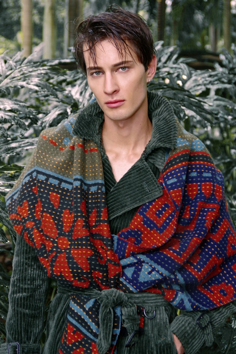 Dima wears all clothes Burberry Prorsum.