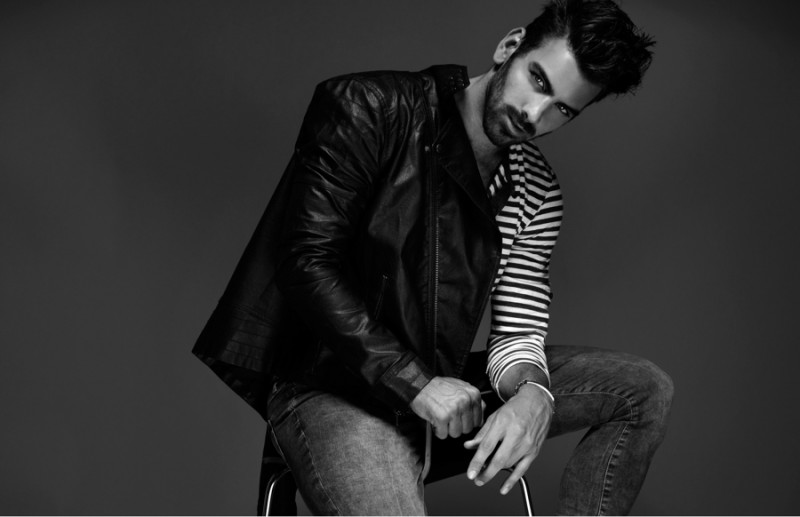 Nyle wears shirt H&M, bracelet ASOS, jacket and jeans Topman.