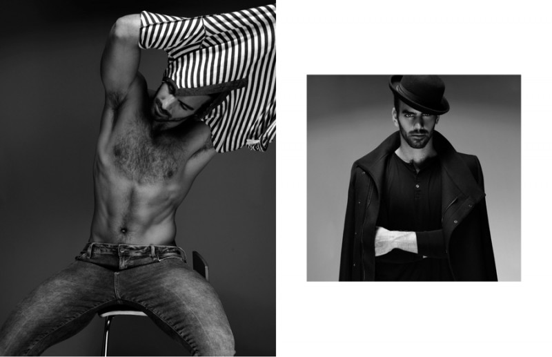 Left: Nyle wears shirt H&M and jeans Topman. Right: Nyle wears hat Patricia Field, shirt Levi's and coat Zara.