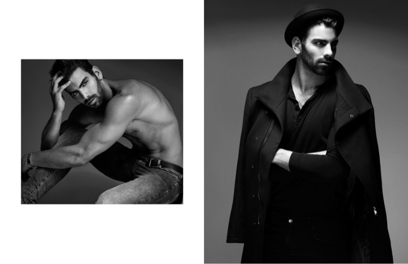 Left: Nyle wears jeans Topman and belt Calvin Klein. Right: Nyle wears hat Patricia Field, shirt Levi's, coat Zara and jeans Rag & Bone.