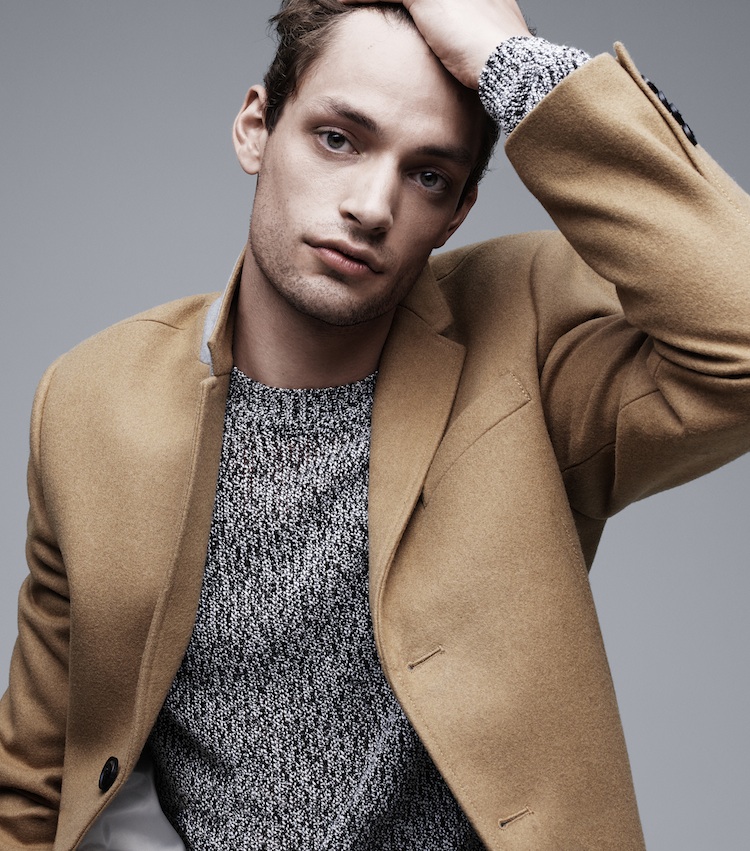 Nick Rea is front and center in a camel coat for Forever 21's fall-winter 2015 menswear campaign.