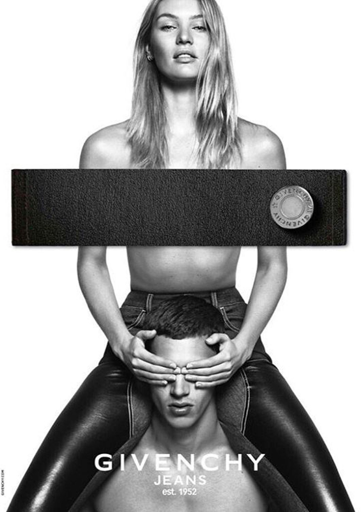 After starring in Givenchy's fall-winter 2015 campaign, model Alessio Pozzi reunites with the brand for its first Givenchy Jeans advertisement. Photographed by Mert & Marcus, Alessio is joined by a topless Candice Swanepoel for the provocative black & white campaign.