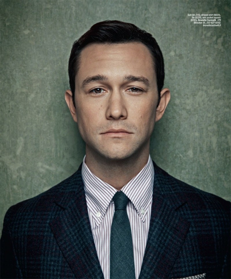 Joseph Gordon-Levitt dons a Brunello Cucinelli suit, shirt and tie.