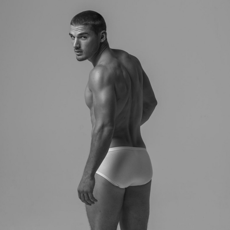 Kerry Degman models underwear for Ron Dorff Fall 2015