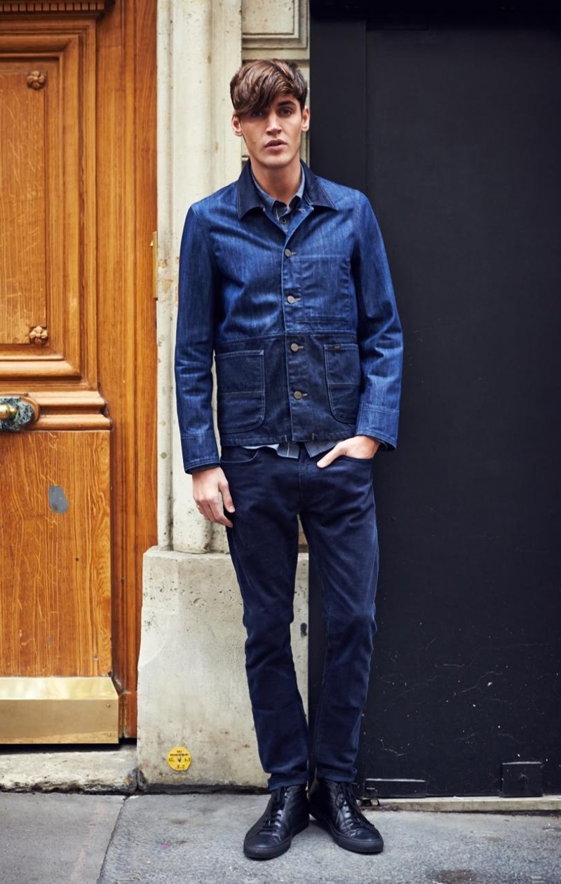 Isaac Carew doubles down on Lee denim.