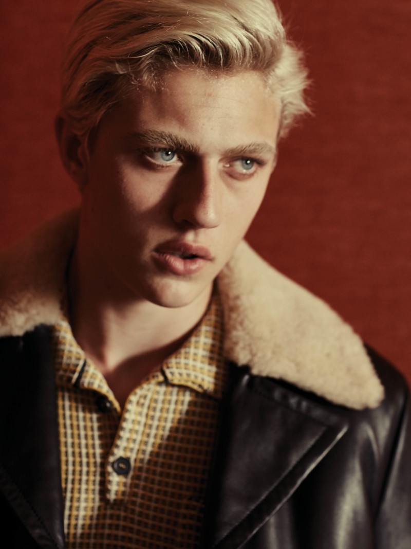 Lucky Blue Smith wears all clothes Loewe.