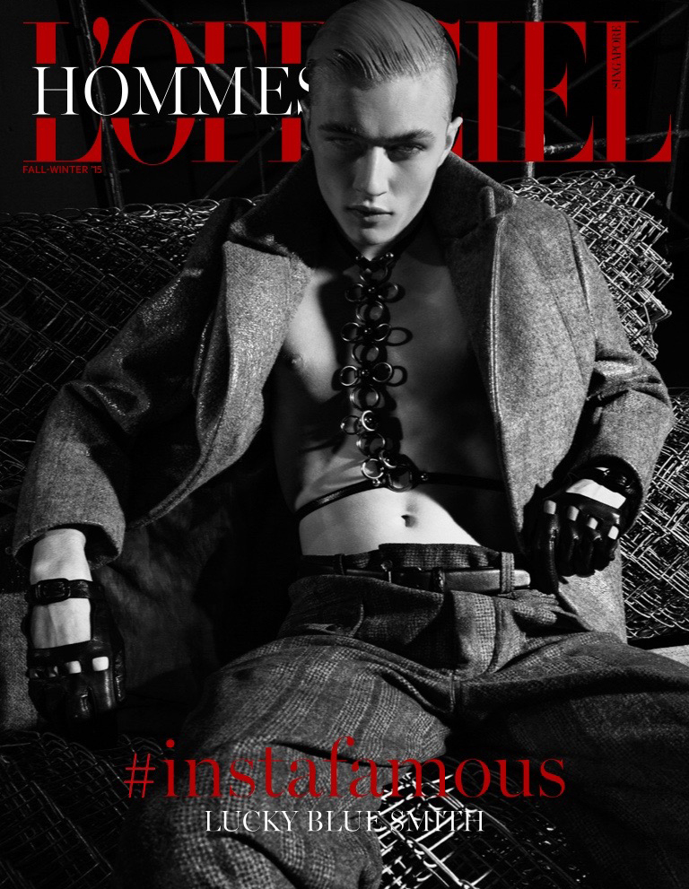 Hot on the heels of covering Wonderland, Lucky Blue Smith is photographed by Jack Waterlot for L'Officiel Hommes Singapore. The social media star rocks a bondage harness underneath fall tailoring, styled by Jack Wang and Jumius Wong.