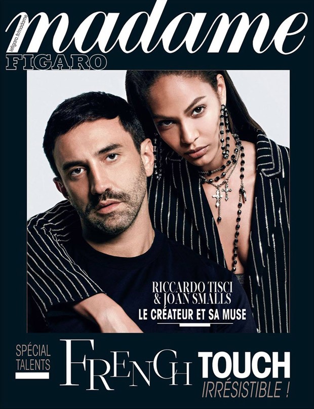 Givenchy creative director Riccardo Tisci covers the latest issue of Madame Figaro. The designer is joined by top model Joan Smalls for the Danko Steiner shot images. / Styling by Cecile Martin.
