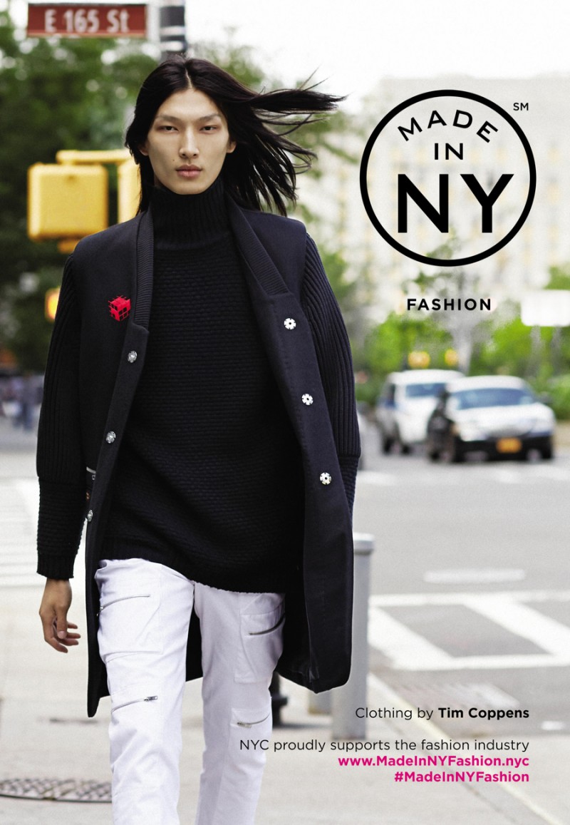 Zhengyang Zhang models Tim Coppens for Made in New York Fall/Winter 2015 Campaign